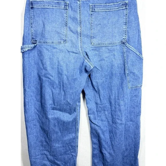 American Eagle Curvy Super High Rise Carpenter Jeans Baggy Wide Leg Blue 16 - Picture 7 of 10